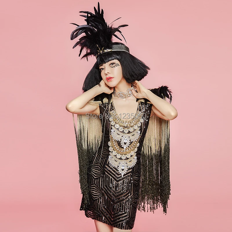 WYY Singer платья с бахромой костюмы для бальных танцев одежда диджея юбка