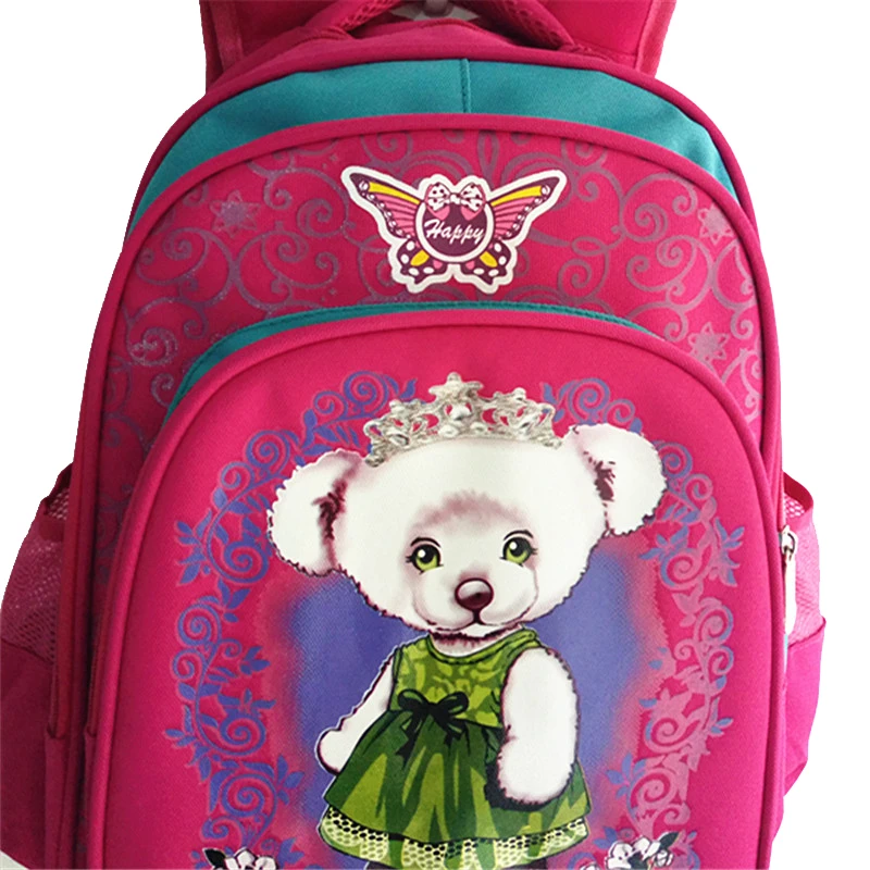 2019 NEW Lovely children cartoon rose bear school bag girl students canvas Backpack In Primary School Backpacks Mochila Infantil