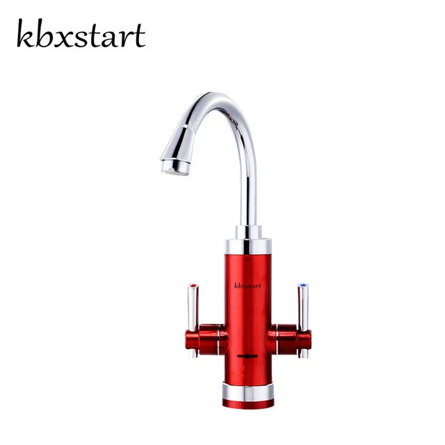F6 Red Кран для кухни с двойным переключателем для горячей и холодной воды, безрезервуарный водонагреватель, вращающаяся на 360 градусов Труба для горячей воды, быстрый нагрев, Биб-краны - Цвет: F6 Red