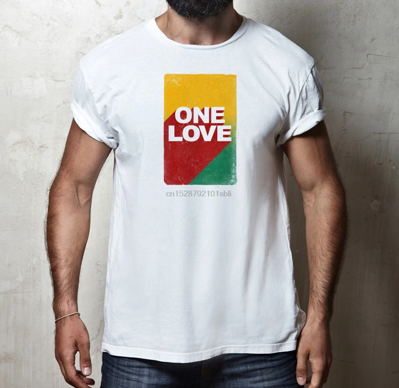 Футболка с принтом ONE LOVE JAMAICA RASTA TRIBUTE хлопковая фрукты ткацкого станка регги |