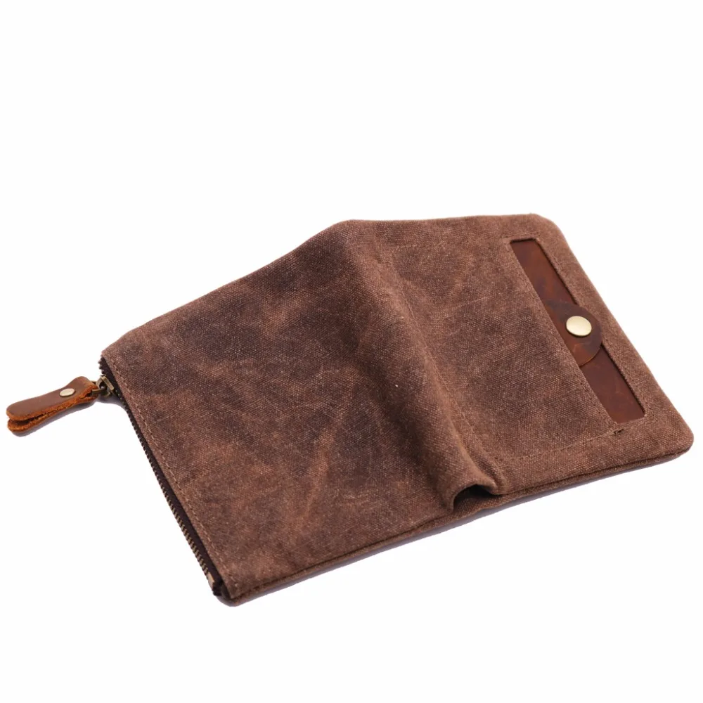 

Wallet Genuine Leather Oil Wax Canvas Men Wallets Magic Coin Purse Slim Vintage Short Small Mens Wallet Card Holder Male Clutch