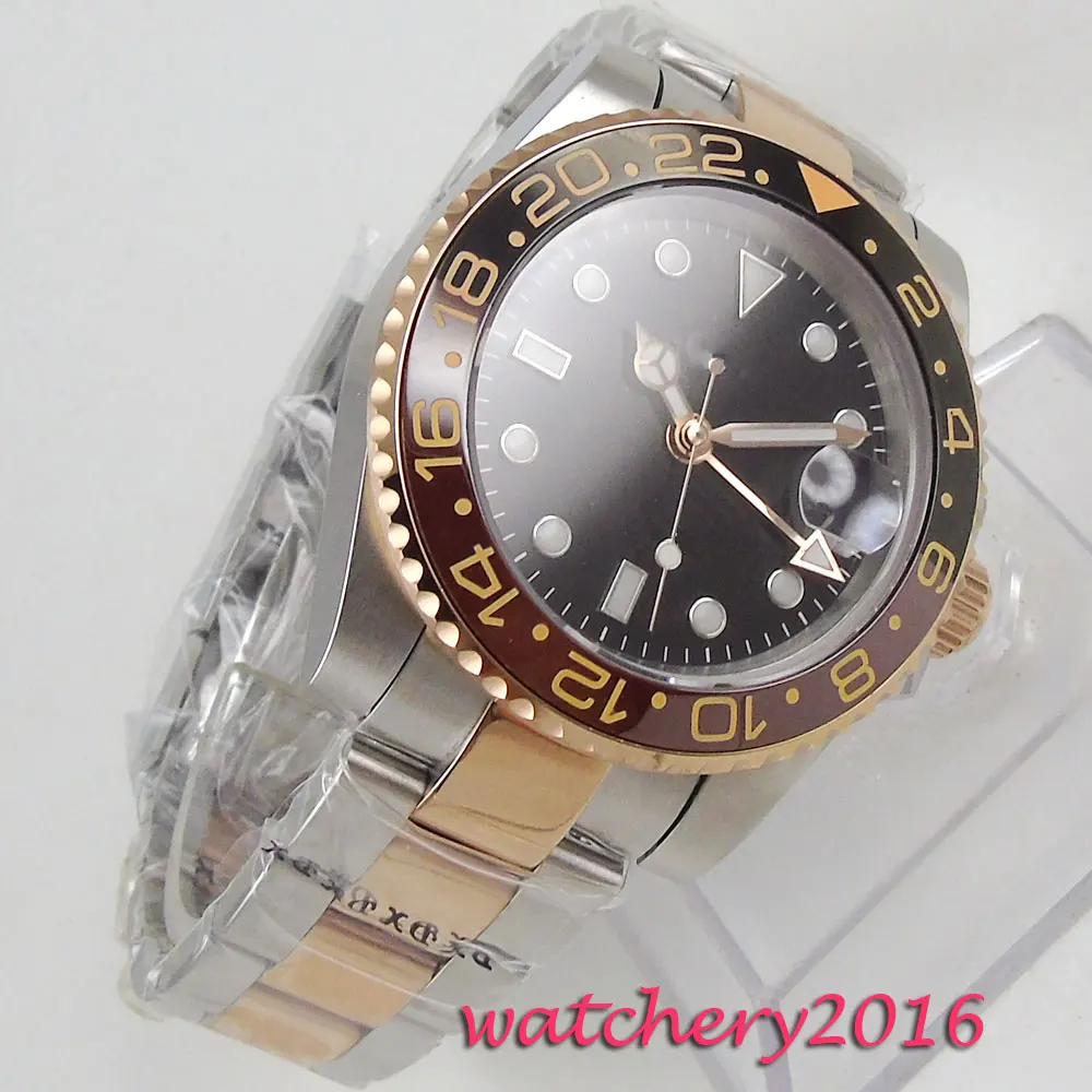 40 мм стерильный циферблат керамический ободок сапфировое стекло GMT светящиеся