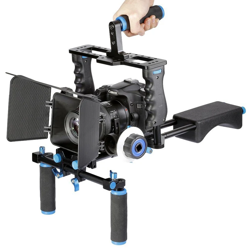 

DSLR Video Stabilizer Shoulder Mount Rig+Matte Box+Follow Focus+Cage for Canon 5D Mark III 5D2 60D 70D 7D 6D DSLR Cameras