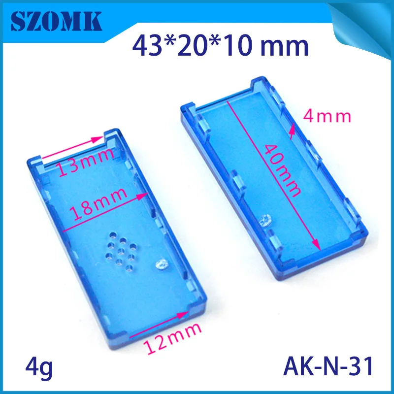 1 шт 43*20*10 мм прозрачный синий/белый пластиковый usb корпус маленькая пластиковая