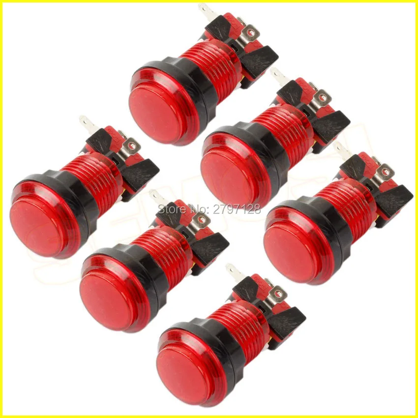 50 шт. LED кнопка аркада комплект прозрачный загорающаяся Пуговицы с