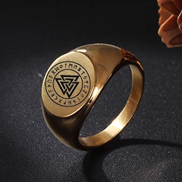 gold color Soul мужские кольца на заказ, норвежский викинг, Triskele Viking, исландское руническое языческое титановое стальное кольцо, подарочное ювелирное изделие для женщин и мужчин - Цвет основного камня: gold color