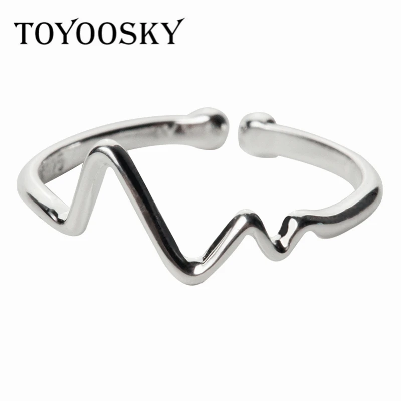 TOYOOSKY, 925 пробы, серебряные ювелирные изделия, волнистые кольца для женщин, свадебные кольца, ювелирные изделия, модное, открытое, регулируемое кольцо на палец