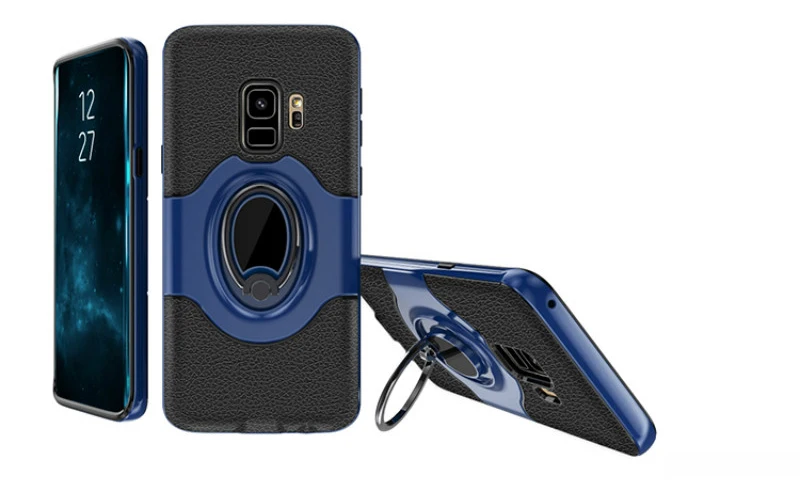 Синий Для samsung Galaxy S7 край автомобили случае магнитное кольцо держатель задняя крышка телефона чехол протектор для Galaxy S9 S9 плюс s8 Note8 - Цвет: Синий