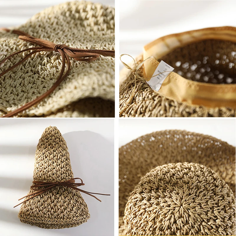 Женская Соломенная шляпка ручной работы с крючком летняя уличная шляпа от солнца
