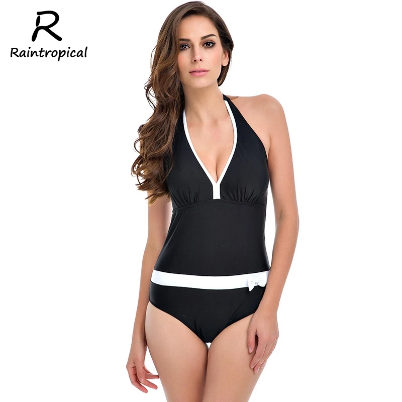 Новинка 2019 Цельный купальник женские винтажные купальные костюмы халтер женский