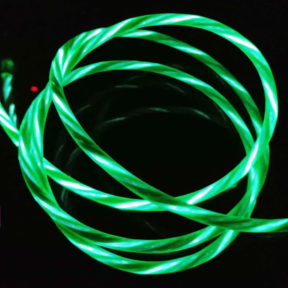 Green 1 м 2.4A потоковый светильник USB кабель для передачи данных для iPhone X Micro USB кабель для Xiaomi Redmi Быстрая зарядка type-C кабель для зарядки - Цвет: Green