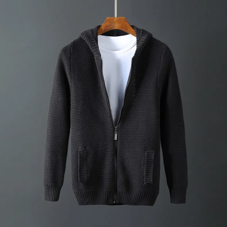 Новое мужское пальто Хлопковый вязаный свитер кардиган компьютерная вязаная