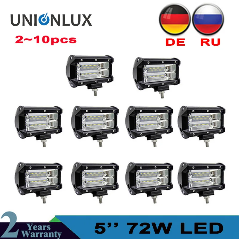 Светодиодсветильник фара рабочего света лампа дальнего 5 дюймов 72 Вт для