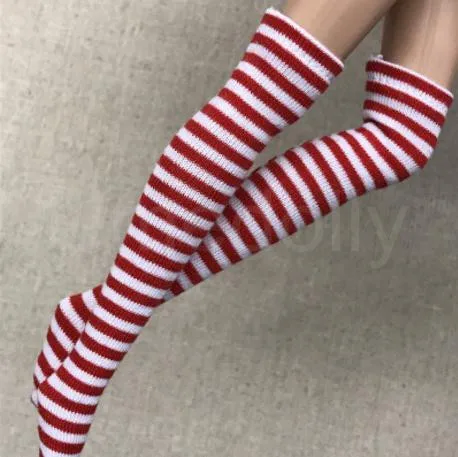 1 пара модных чулок в полоску Blyth Doll подходит для Licca, Azone, Momoko, OB, Barbies 1/6 кукольные носки аксессуары для одежды - Цвет: red stripe