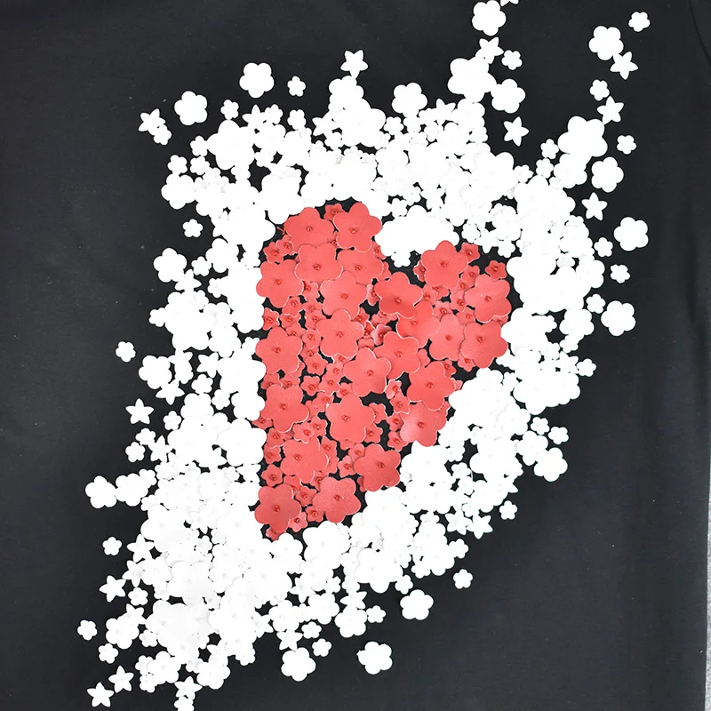 Женская футболка Ton С коротким рукавом 3D цветочным принтом и милым сердцем