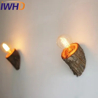 IWHD Tree Лофт промышленный винтажный бра настенный светильник светильники Американский Стиль дерево Ретро настенный лестничный светильник ing светильники
