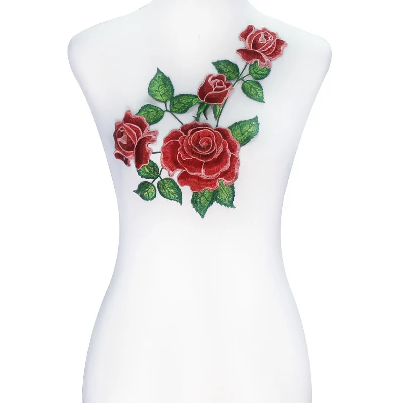 10 шт 3D Роза Вышивка Кружево аппликация Ткань Нашивки мотив выбитый одежда