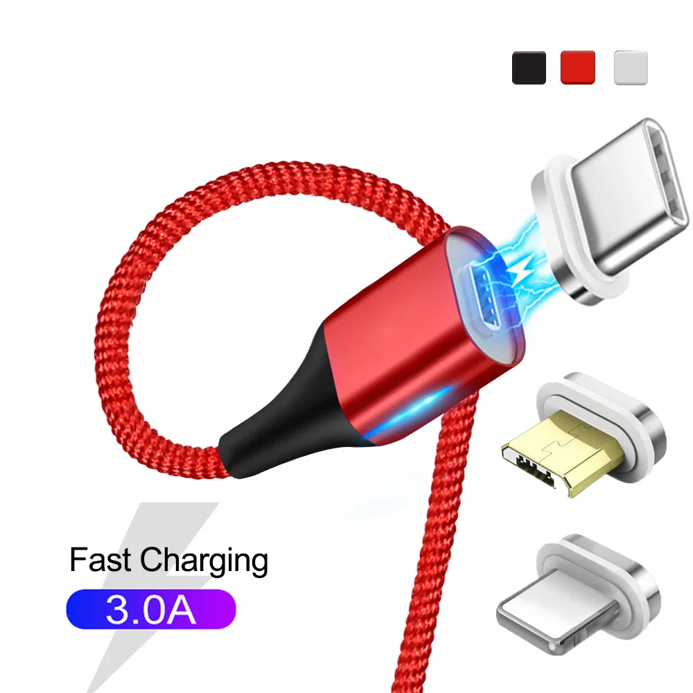 Магнитный кабель MOSIRUI для передачи данных Micro USB 3A быстрая зарядка 1 м Android Type C Apple