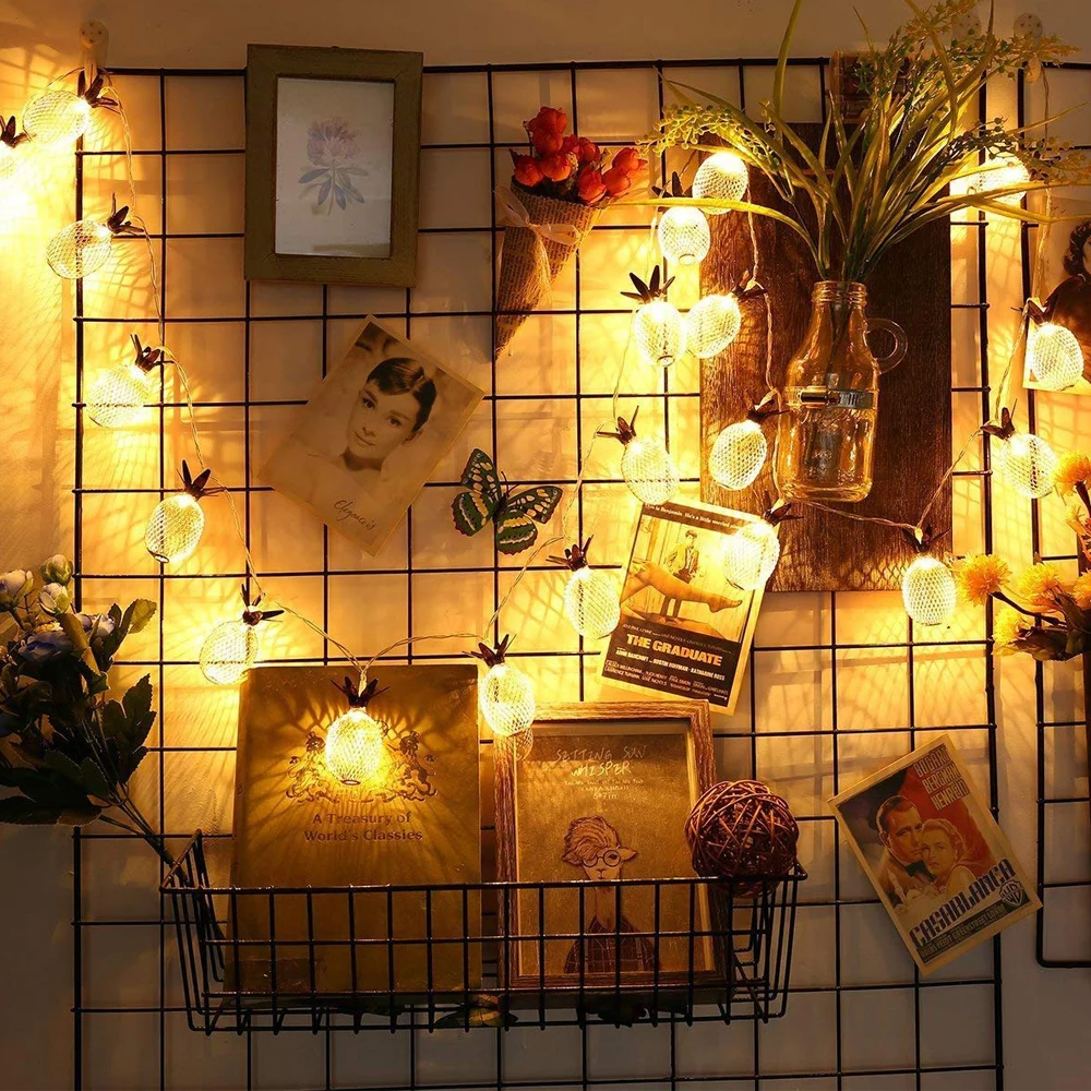 Светодиодный в форме ананаса гирлянда USB/аккумулятор железный светодиодный