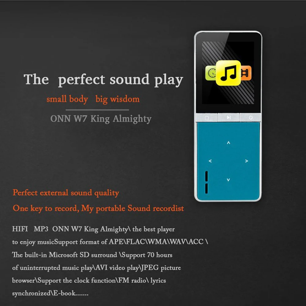 ONN W7 без потерь Mp-3 цифровой Спорт Аудио Flac Hifi Mp 3 мини Музыка Mp3 плеер радио FM 8 ГБ с