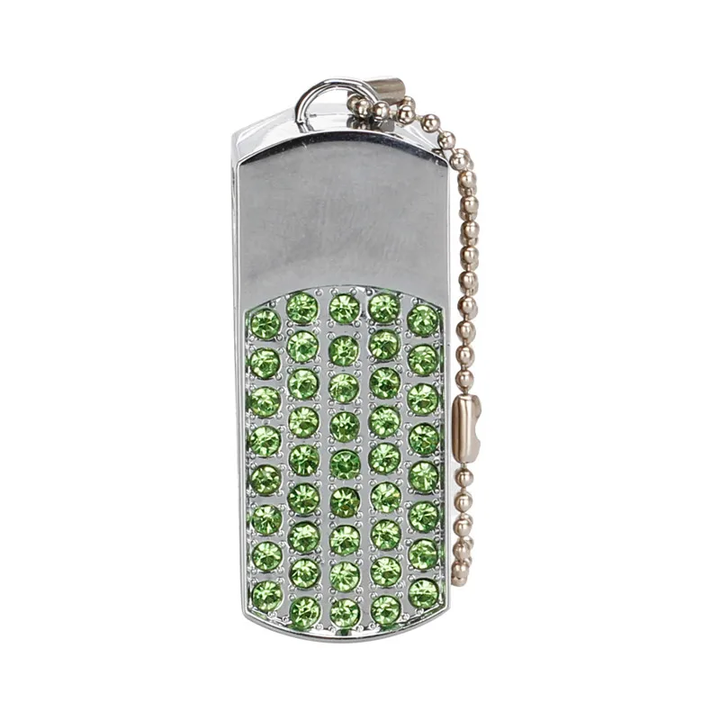 green USB флеш-накопитель 32 Гб металлический флеш-накопитель 8 ГБ Кристальный usb диск 128 ГБ USB накопитель с драгоценными камнями 64 Гб вращающийся флеш-накопитель 16 Гб бесплатный логотип - Цвет: green