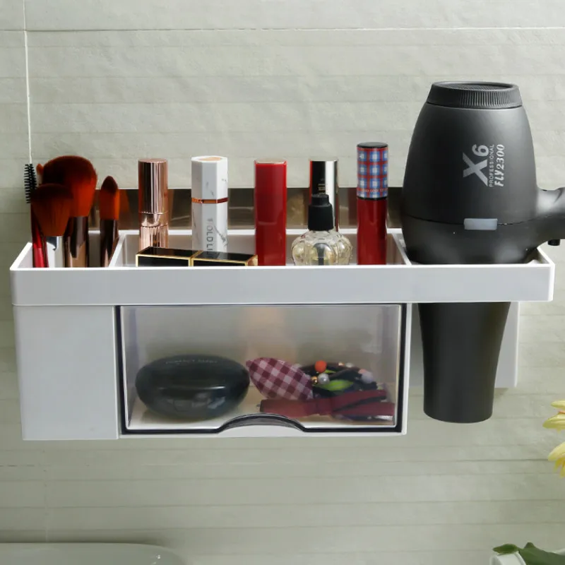 

Punch-free bathroom hair dryer rack wall mounted air tube rack storage shelf ZP2261626