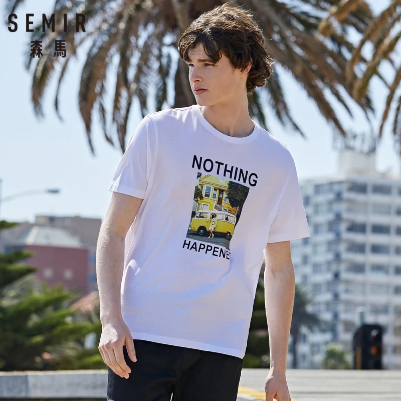 Мужская футболка с коротким рукавом SEMIR Корейская хлопковая Футболка круглым