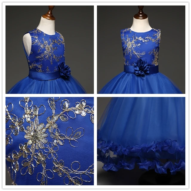 Flower Girl Dresses Sequined Long Dress for Baby Romantic Purple Blue Evening Party dress Cute vestido de ninas | Детская одежда и