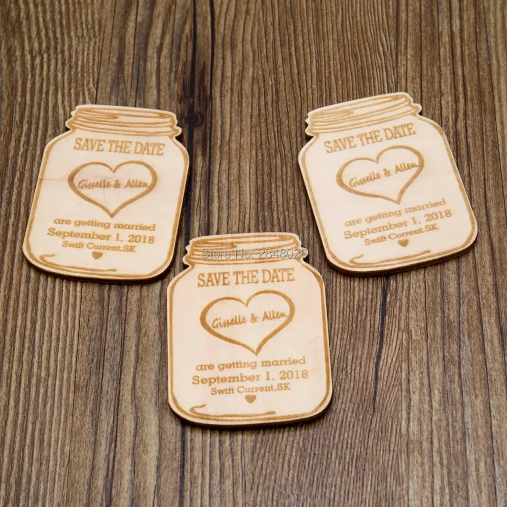 Рустикальная Свадебная банка с сердцем сохраняющая дату магнит уникальный