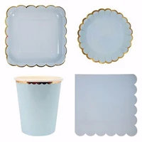 44pcsset disposable tableware set paper plates cups napkins birthday wedding party