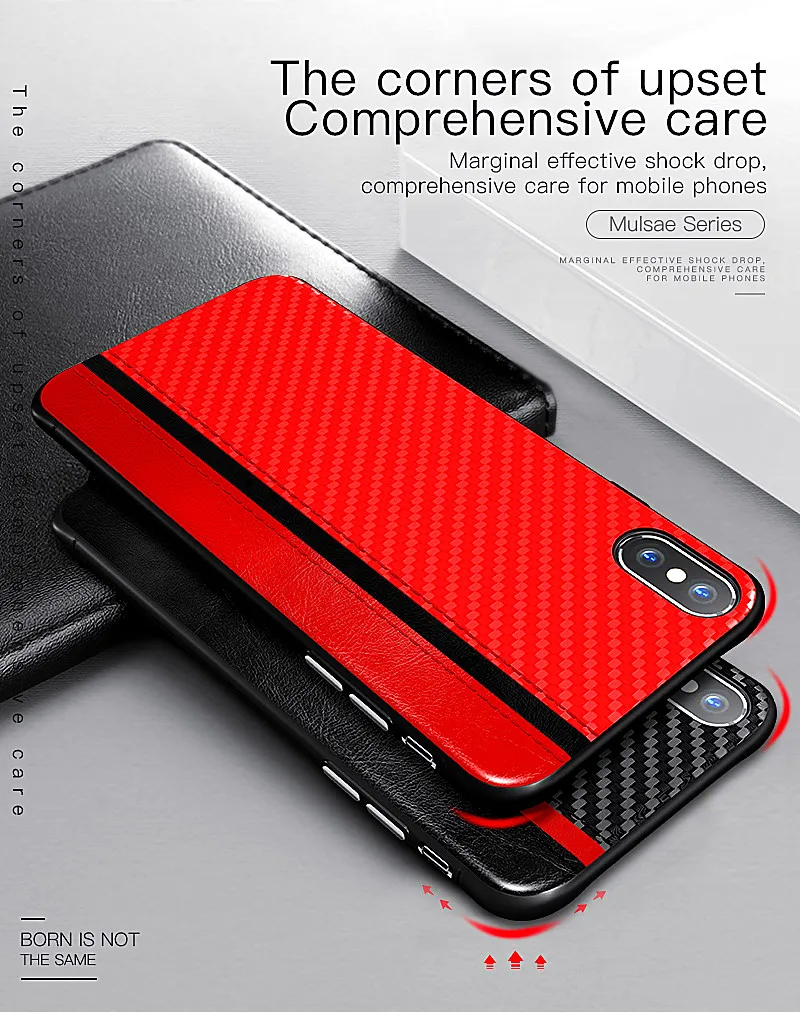 Для iphone X чехол из углеродного волокна+ искусственная кожа деловой стиль жесткий чехол для телефона для iphone 6 6s 7 8 plus и apple XR XS MAX чехол