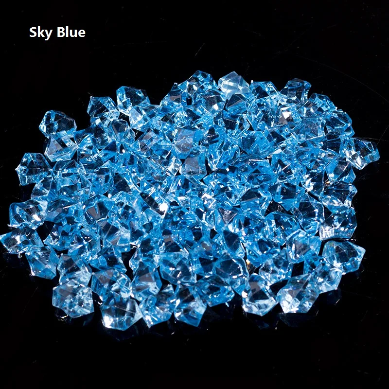 SkyBlue 100 x искусственный цвет рок акриловый кристаллический камень пластиковая прозрачная ваза декоративная каменная рыбка украшения для дома и свадьбы - Цвет: SkyBlue