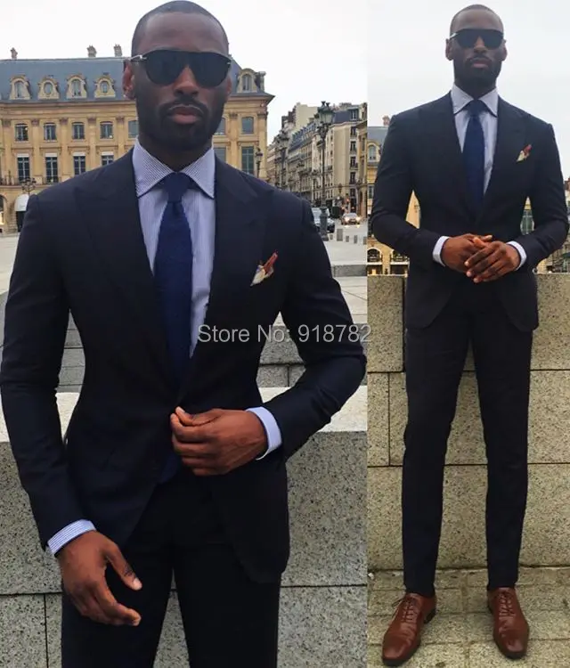 

Costume Mariage Homme 2018 New Designer Fashion Formal Black Suits Men Slim Fit Smoking Wedding Suits Groomsman Suit Tuxedo