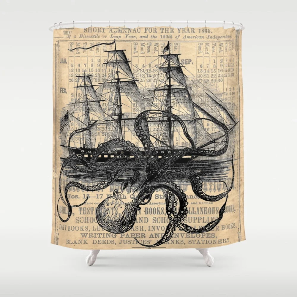 Штора для душа Octopus Kraken декоративная штора из водонепроницаемой полиэфирной