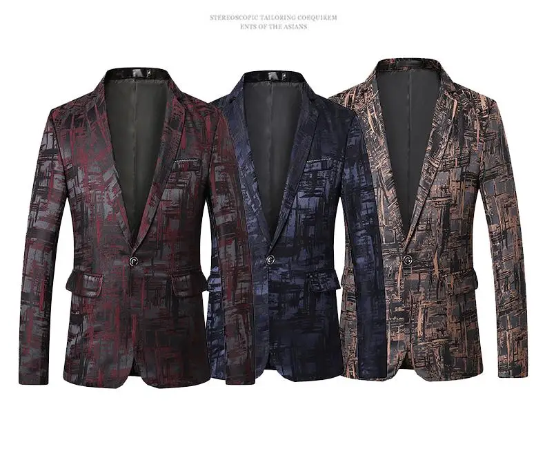 

Tuxedos Men Suit Jacket Mens Blazer Slim fit Casual Stage Blazer Men Coats Fashion Windbreaker Khaki blue Red