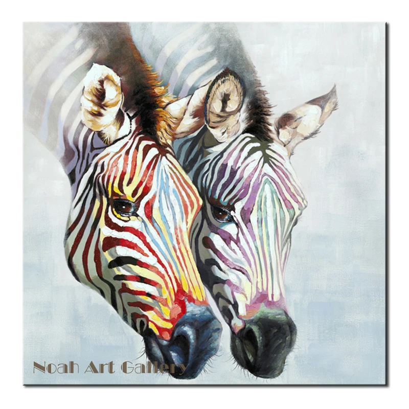 

Two Colorful Zebras Oil Painting Contemporary Abstract Art Animal Painting Highly Skilled Hand Painted Zebra Canvas Paintings