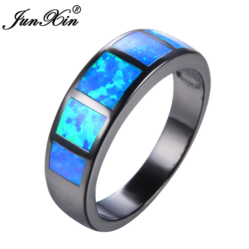 JUNXIN мужское женское кольцо с голубым огненным опалом винтажные Свадебные