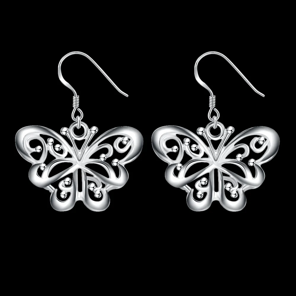 Женские серебряные серьги-бабочки модные украшения высокого качества