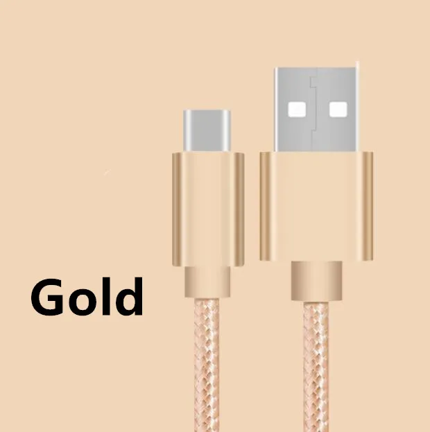 Usb type-C зарядное устройство для samsung S8 S9 A5 USB-C type-C 1 м/2 м длинный зарядный шнур для Xiaomi Mi8 Mi5 Mi6 LG G7 ThinQ LM-G710 - Цвет: Золотой