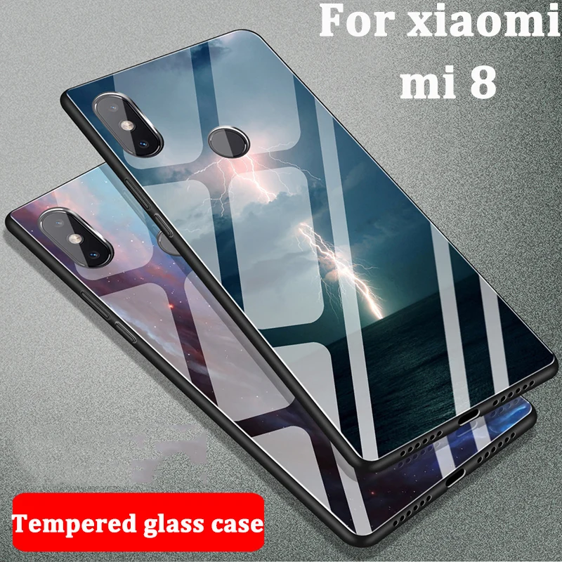 Чехол для xiaomi mi 8 чехлы телефонов Модный чехол из закаленного стекла mi8 xiao
