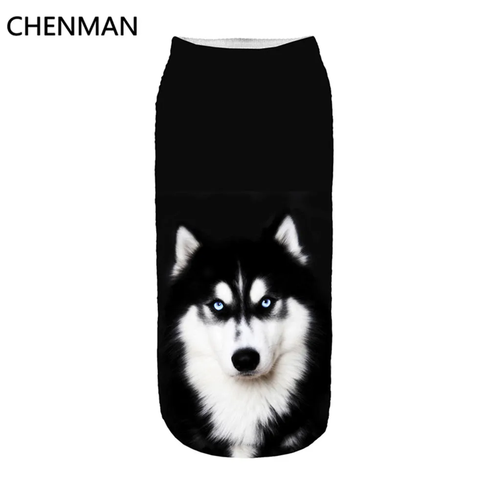 Черные носки с 3D принтом собаки повседневные короткие героями мультфильмов для