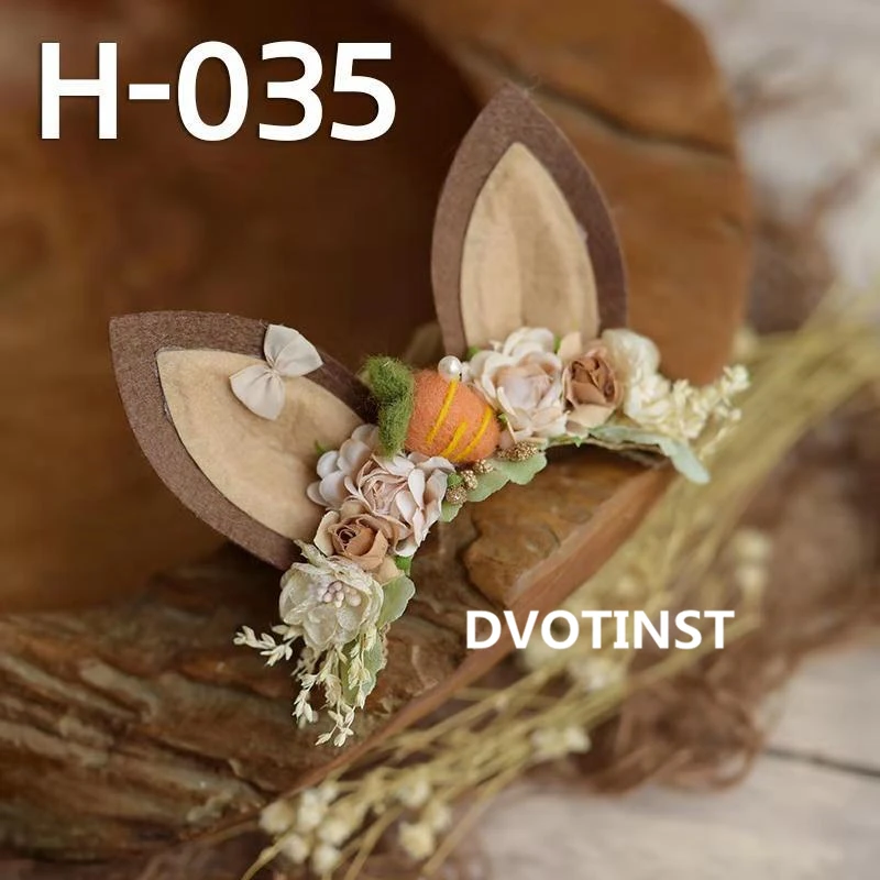 H35 Dvotinst/реквизит для фотосъемки новорожденных; милый головной убор с ушками единорога; головной убор; фон для фотосъемки в студии - Цвет: H35