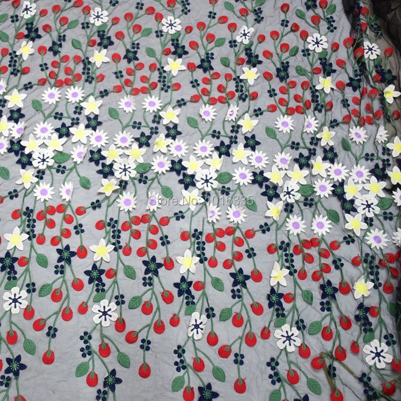 Новинка красочное 3d цветочное французское Тюлевое кружево черное Сетчатое с