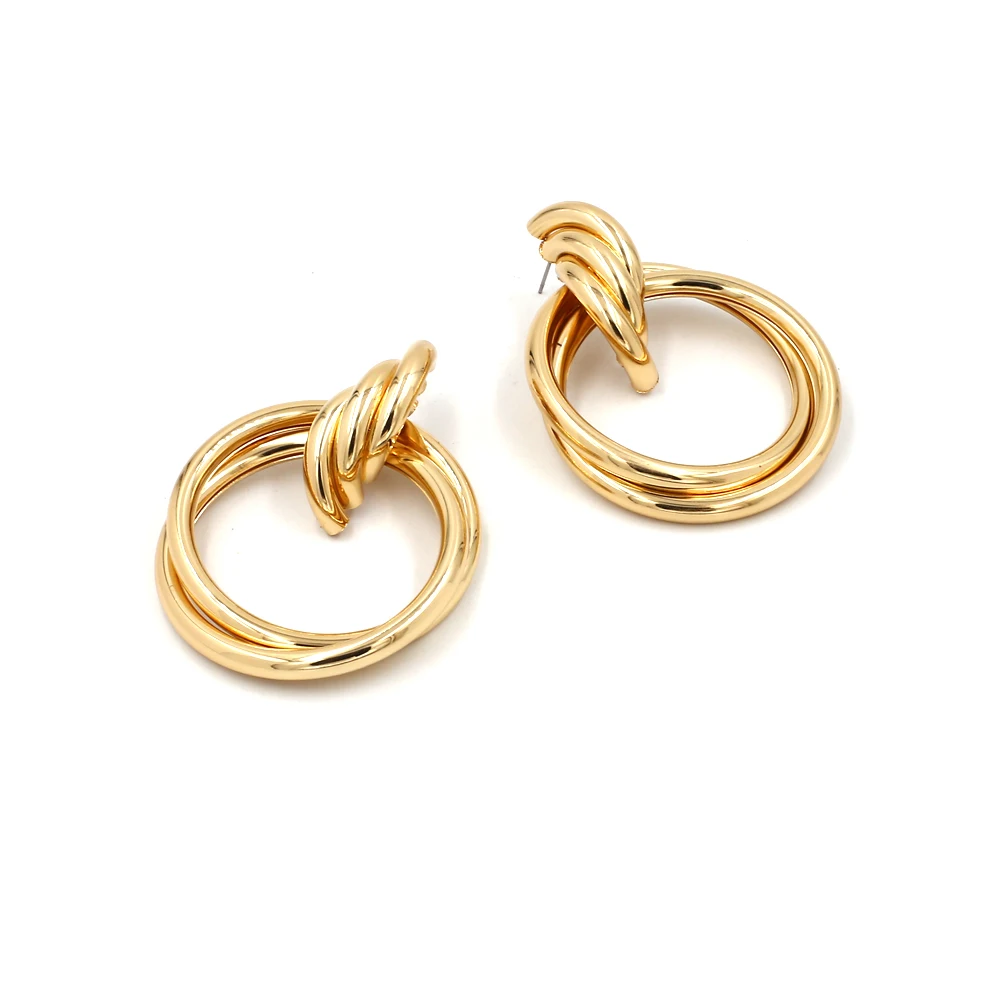 Vodeshanliwen New Gold Metal Round Stud Earrings For Women Hot Sale Vintage Statement Big Fashion Jewelry wholesale | Украшения и