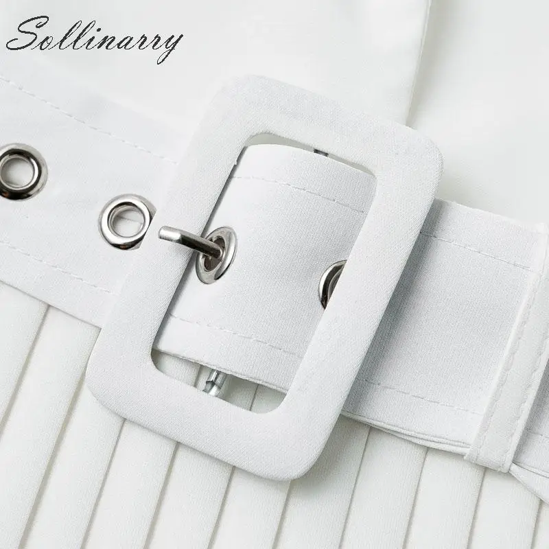 Sollinarry модное Белое Женское платье-блейзер с высокой талией 2019 сексуальное