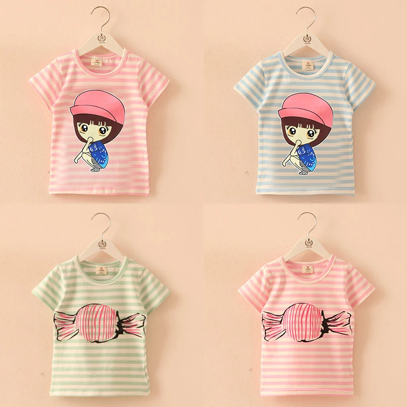 Brand 2018 new fashion kids baby girls t-shirts clothing childrens clothes 100%cotton blouse cute cartoon summer short t shirts |