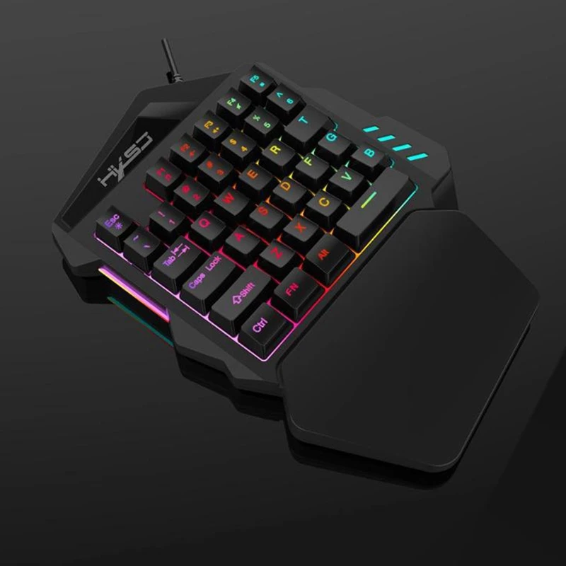 HXSJ Mini V100 клавиатура с одной рукой Механическая на ощупь Клавиатура Компактная портативная клавиатура с 35 клавишами для мобильных игр черная для