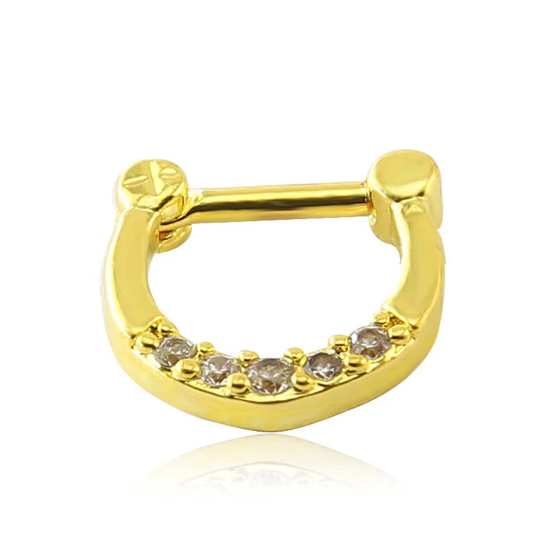 316L Surgical Stainless Steel Pave Zircon Nose Hoop Ring Nipple Septum Clicker Ear Piercing CZ Gems Jewelry | Украшения и