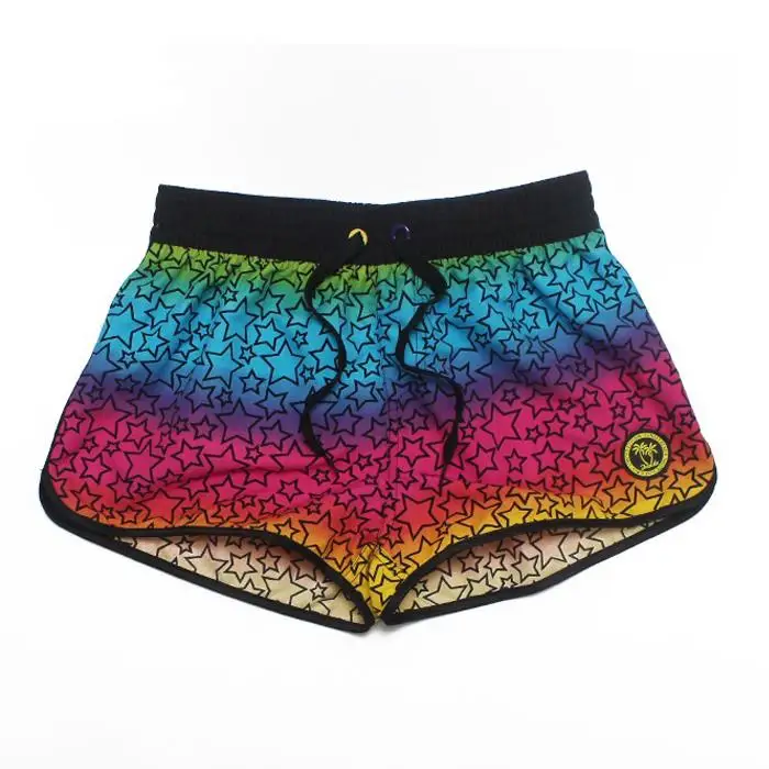 

Clearance Summer Holiday Beach Short Sportwear Women Short Femme Stars Print Colorful Rainbow Shorts pantalon corto