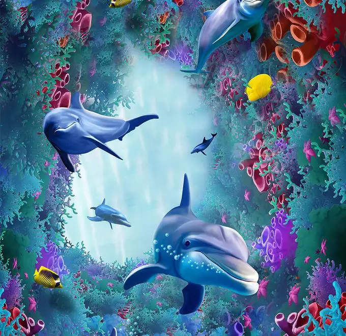 photo wallpaper Custom 3d flooring Coral dolphin self adhesive bedroom living room decoration floor | Обустройство дома